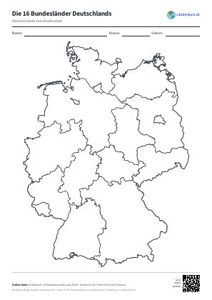 Stumme Karte: Bundesländer Deutschlands zum Ausdrucken